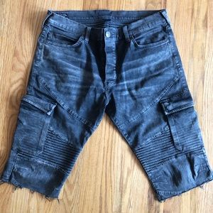 True Religion ROCCO Faded Black Moto Shorts